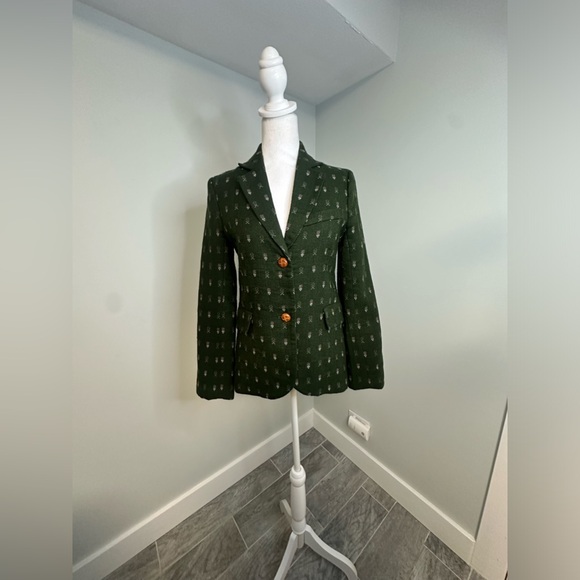 Anthropologie Madchen Wool Blend Forest Green Blazer Jacket Size Small - Picture 5 of 17